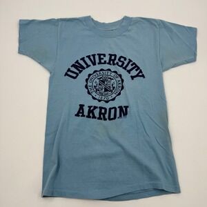 University of‎ Akron T-Shirt Vintage Astex Single Stitch Tee Blue Mens Size S